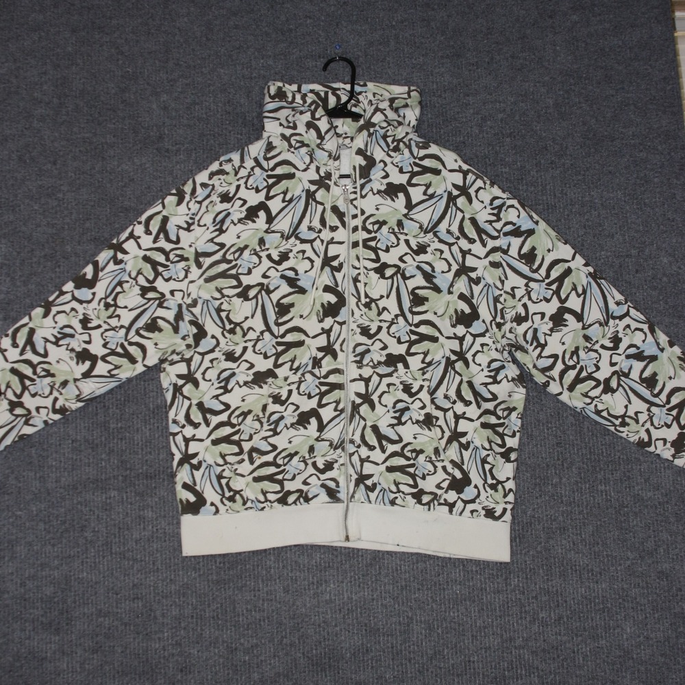LCKR White All Over‎ Print Mens XL Zip Up Casual Streetwear Hoodie Jacket Y2K